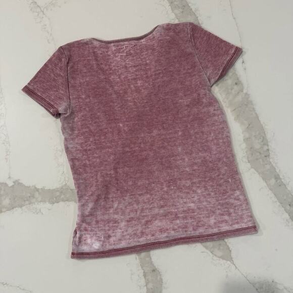 American Eagle V-Neck Burnout Crossover T-Shirt Women’s Small Pink Lightweight - Picture 5 of 7